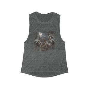 Funny Raccoon Moon Summer-tanktop, celestial Flowy Scoop Muscle-tanktop voor dames afbeelding 5