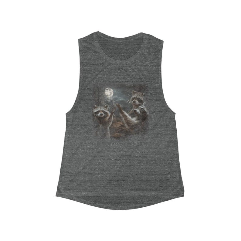 Funny Raccoon Moon Summer-tanktop, celestial Flowy Scoop Muscle-tanktop voor dames afbeelding 5