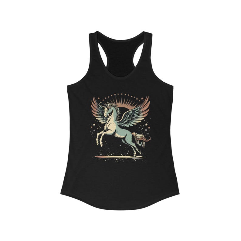 Magisches Einhorn Racerback Tanktop, süßes Sommertop, Damen Fitness Shirt, Geschenke für Einhornliebhaber, stilvolles Workout Yoga Tank Top Bild 6