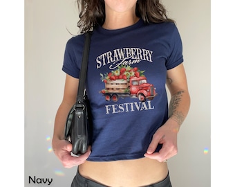 Strawberry festival tee, Coquette Strawberry, Fruit Tee, y2k baby tee, baby girl, y2k clothing, y2k tee t-shirt