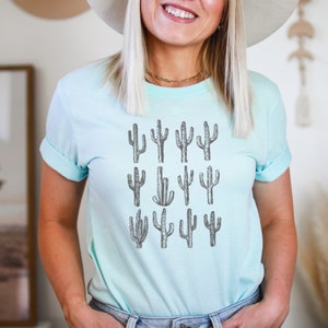 Boho Cactus Western cowgirl southwest desert aesthetic succulent shirt  Unisex Jersey Short Sleeve Tee T-shirt