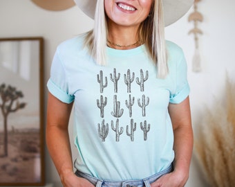 Boho Cactus Western cowgirl southwest desert aesthetic succulent shirt  Unisex Jersey Short Sleeve Tee T-shirt