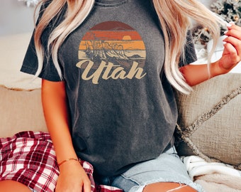 Utah Mountain Desert-tröja med Moab-bågar och semestermotiv för kvinnor, camping i retrostil, komfortfärger, unisex-tröja
