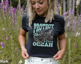 女性用ネイチャーシャツ、海洋保護、クジライルカ保護、女性用トレンディシャツ、ギフトユニセックスジャージー半袖Tシャツ