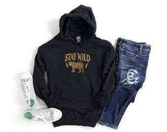 Sudadera con capucha unisex de mezcla pesada, estilo retro, estilo boutique, de moda, con estampado de tigre y leopardo, para mujer