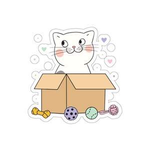 Cat in a box cute cat lover owner Indoor outdoor laptop water bottle car Sticker Die-Cut Stickers