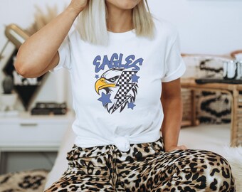 Eagles and Stars Shirt, Eagles Softball Baseball Football, High School Sports Mascot shirt for women Unisex Jersey Short Sleeve Tee T-shirt