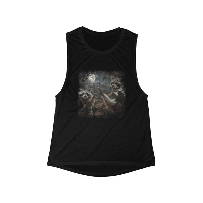Funny Raccoon Moon Summer-tanktop, celestial Flowy Scoop Muscle-tanktop voor dames afbeelding 4
