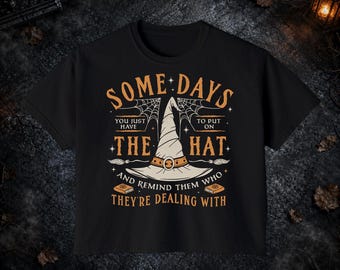 The Hat Halloween Shirt, Witchy Spooky Season Apparel, Gothic Witchcore Fall Styles Comfort Colors Boxy Tee T-shirt and Tote Bag