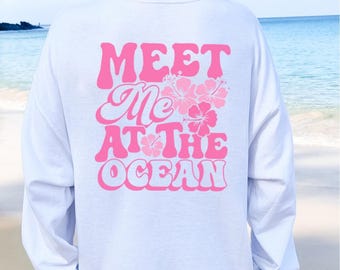 Surf City Ocean Inspirerad Söt Granola Girl Semesterresa Strandliv Äventyrstid Surfresa T-shirt Present till henne Unisex Crewneck Tröja