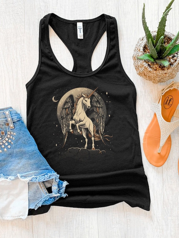 I'm Magical Rainbow Unicorn Tank Top - Ladies Racerback Pride Shirt, Soft Burnout Fabric For Summer