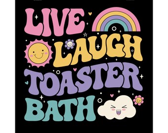 Funny Bathroom art print Dark Humor,  frameable art, bathroom decor, Live Laugh Toaster bath Matte Horizontal Posters