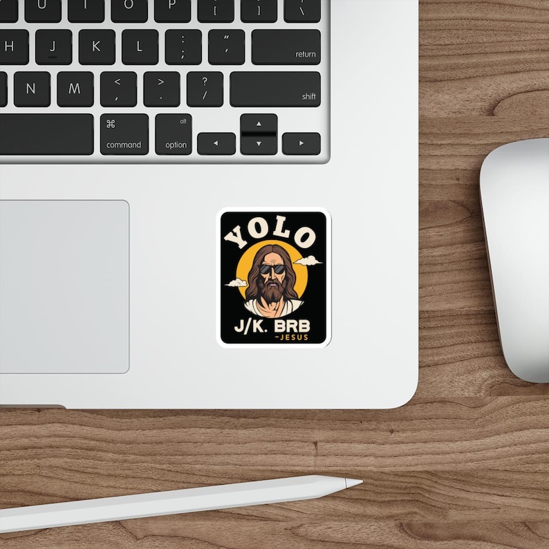 Yolo Brb Jesus Funny Jesus Christian Apparel yolo brb sticker clean Indoor outdoor laptop water bottle car Sticker Die-Cut Stickers image 8