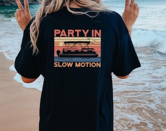 Pontoon boat lake party tee for women lake life summer vacation front and back design aesthetic shirt oversized Comfort colors T-shirt