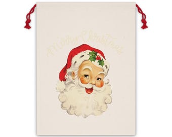 Jumbo Large Santa sack gift bag Christmas bag for presents oversized santa clause pattern Linen Bag