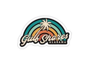 Gulf Shores Alabama Retro sunset  Indoor Outdoor laptop water bottle car Die-Cut Sticker