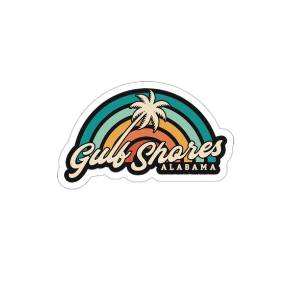 Gulf Shores Alabama Beach Souvenir Iron-on Patch - 2.5" Circle Leatherette Palm Tree Design, Single Patch