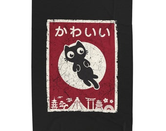Kawaii Cat Cute cat lover Japanese anime large soft warm throw Velveteen Plush Blanket