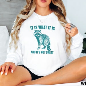 It is what it is Raccoon shirt, Meme shirt, Funny shirt for women, Mental health,  COMFORT Colors Unisex Garment-dyed Long Sleeve T-shirt