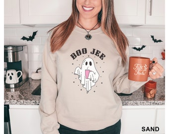 Funny Boo Jee Ghost Halloween party shirt gift for her teen  Unisex Crewneck Sweatshirt
