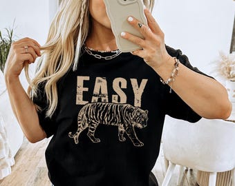 Chemise tigre facile, cadeau pour elle, chemise d'inspiration vintage T-shirt tigre tendance Festival rétro vêtements CONFORT couleurs T-shirt unisexe