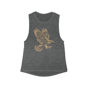 Summer tank top, Golden Eagle Patriotic Summer Yoga tank top, Women's Flowy Scoop Muscle Tank image 5