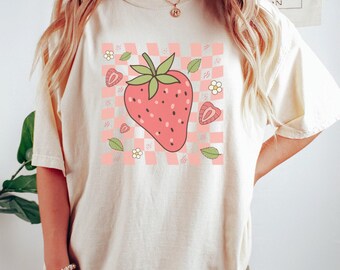 Coquette Retro Strawberry Festival Gardner lente-shirt voor vrouwen cadeau voor haar Cottagecore COMFORT Colors Unisex T-shirt T-shirt