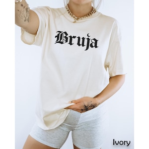 Spanish Bruja Vibes shirt in Black, Gothic Witch Halloween Costumes, Horror Style gift for her, Bruja COMFORT Colors Unisex Tee T-shirt