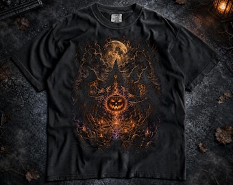 Witches Pumpkin Ritual Shirt, Gothic Halloween, Witch Coven Jack O Lantern, Dark Occult Fantasy Graphic COMFORT Colors Unisex Tee T-shirt