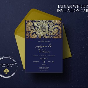 Invitación de boda india para parejas Desi / Guardar las tarjetas de fecha / Plantilla de invitación de boda / Tarjeta de matrimonio / Boda étnica tradicional