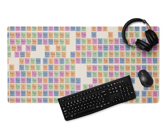 Periodic Table of Elements Gaming Mousepad, Chemist Scientist Desk Mat, XXL Extended Mouse Pad, Extra large keyboard Deskmat for gamers