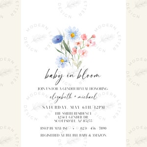 Gender Reveal Invitation Template | Baby In Bloom | Flower Themed Party | Digital & Printable Invite | Canva image 8
