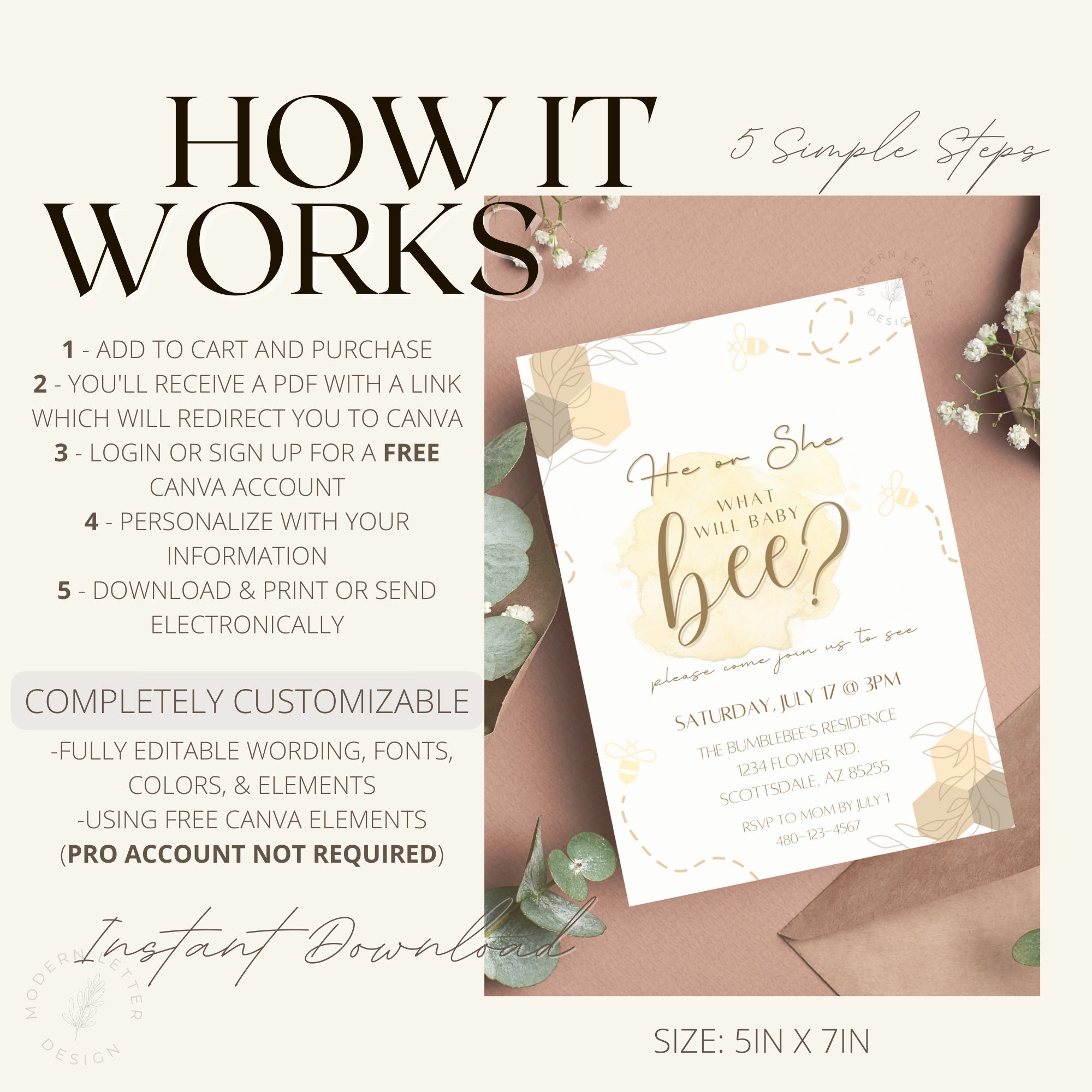Gender Reveal Invitation Template | He or She, What Will Baby Bee ...