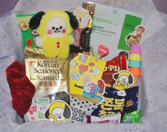 Kpop BTS Korean Snacks Food Mystery Box | Army BT21 Plush, Snacks