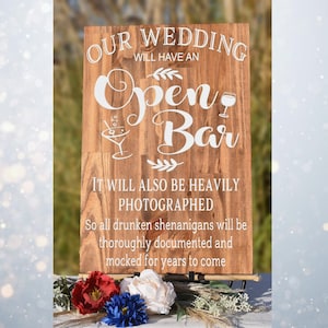 Classic - Open Bar Style 1 Solid Wood Wedding Sign Stain