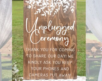 Eucalyptus - Unplugged Ceremony Solid Wood Wedding Sign Stain