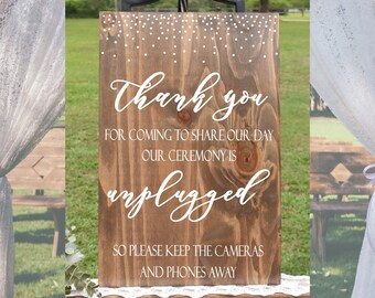 Dots - Unplugged Ceremony Solid Wood Wedding Sign Stain