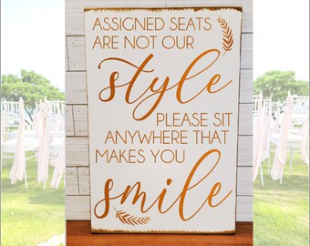 no assigned seating wedding sign Laurel - Assigned Seats Are Not Our Style