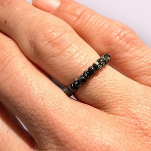 Picasso Opaque Black seed bead ring, Miyuki bead ring, stackable seed bead rings, stretch beaded ring, minimalist ring, handmade gift