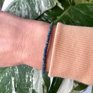 Picasso Dark Teal Blue bracelet, Miyuki beads, stackable seed bead bracelets, stretch beaded bracelets, minimalist bracelets, handmade gift