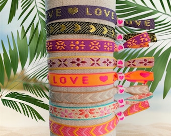 Ribbon bracelets, Festival bracelets, Summer bracelets, Ibiza bracelets, Neon bracelets, handmade gift