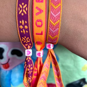 Pulseras de cinta, Pulseras de festival, Pulseras de verano, Pulseras de neón, regalo hecho a mano imagen 2