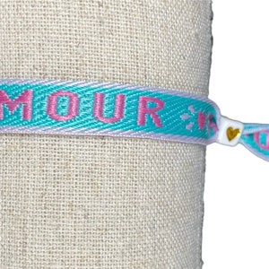 Braccialetti a nastro, braccialetti Festival, braccialetti estivi, braccialetti Neon, regalo fatto a mano Amour blue