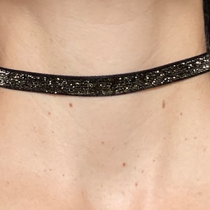 Ribbon choker black and gold, gold glitter necklace, minimalist necklace, choker necklace, handmade gift