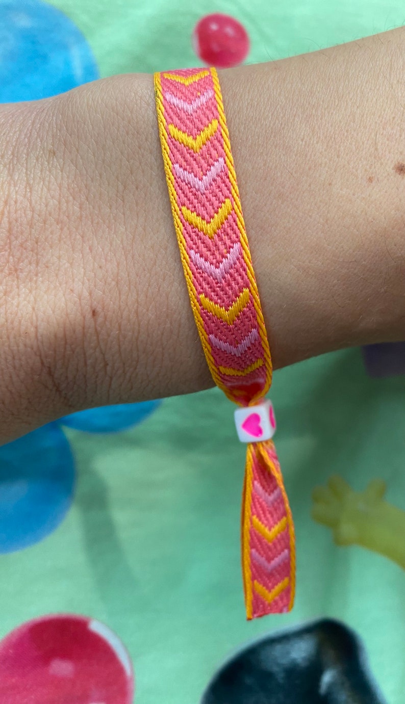 Pulseras de cinta, Pulseras de festival, Pulseras de verano, Pulseras de neón, regalo hecho a mano imagen 4