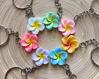 Plumeria Keychain, Beach Keychain, Hawaiian Flower Keychain, Boho