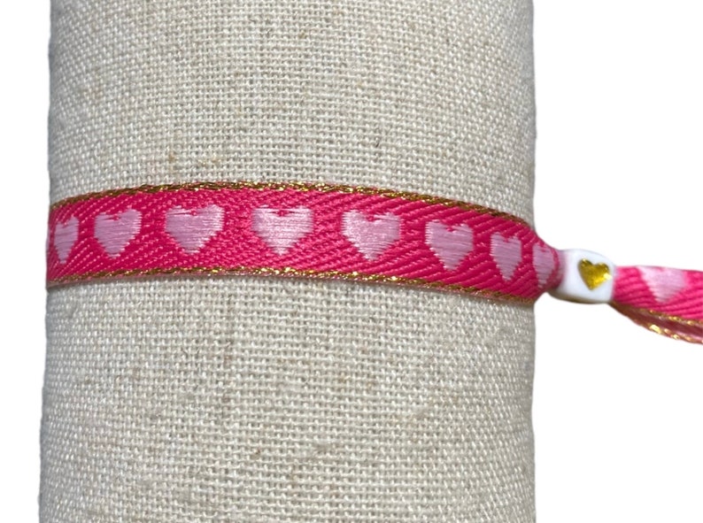 Pulseras de cinta, Pulseras de festival, Pulseras de verano, Pulseras de neón, regalo hecho a mano Hearts light pink