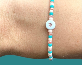Bracciale di perline di semi di cuore, braccialetto di perline Miyuki, braccialetti di perline di semi impilabili, braccialetto di perline elasticizzato, braccialetto minimalista, regalo fatto a mano