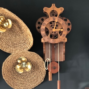 23” Decorative vintage wood gear mechanic wall clock FREE SHIPPING