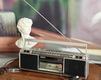 Vintage Sony model CFS-240 boombox draagbare stereo AM/FM-radio cassetterecorder met Bluetooth-adapter, getest en werkend